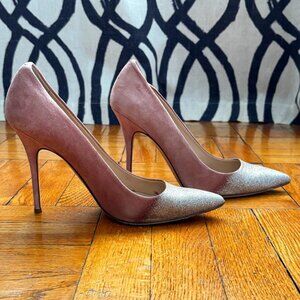 J.Crew Collection Pink Suede & Gold Glitter Heels